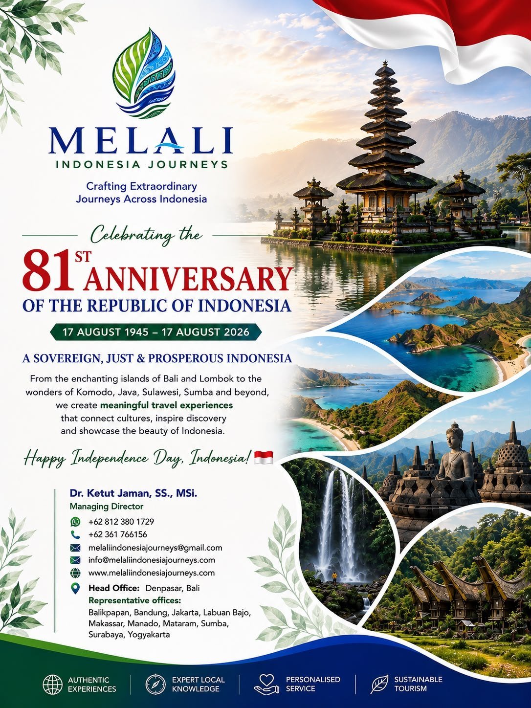 Melali Indonesia Journeys greeting card for the 81st anniversary of the Republic of Indonesia, 17 August 1945 to 17 August 2026