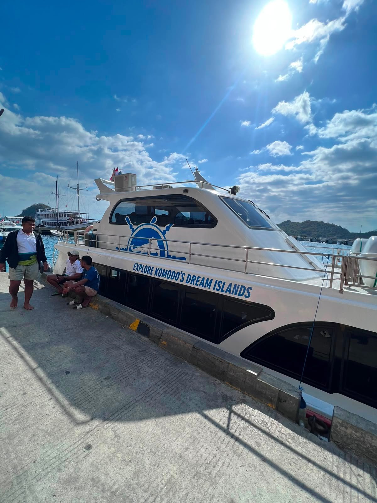 Speedboat operated for Komodo island-hopping moored at the Labuan Bajo harbour